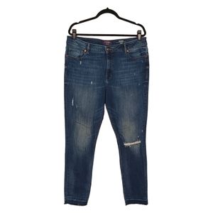 VIOLETA BY MANGO Mariah Slim Medium Blue Distressed Jeans 16
